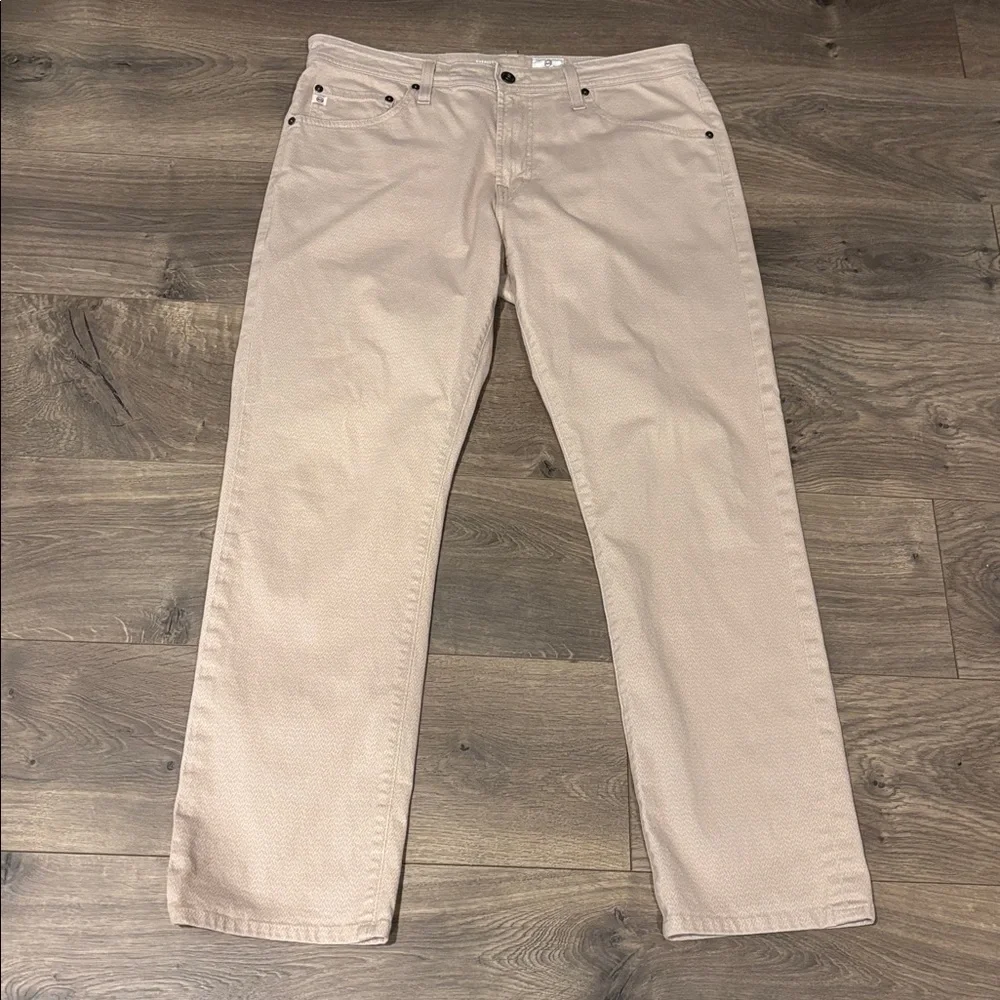 Men's Adriano Goldschmied Everett slim straight white herringbone Pants 35 x 32 - Picture 1 of 9